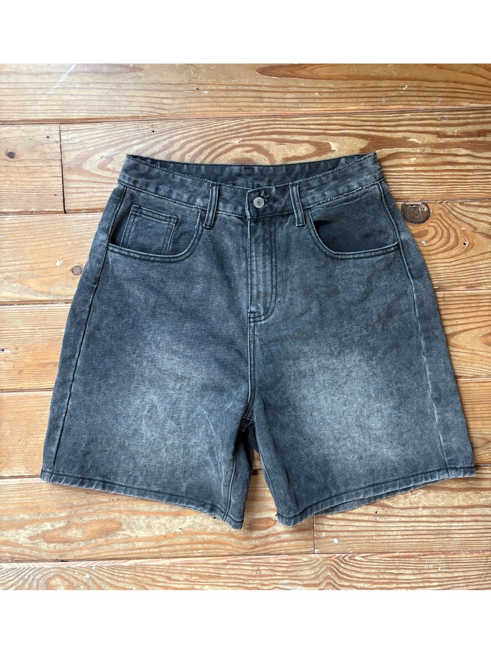 John Galt Brandy Melville Washed Black High Rise Denim Shorts Size S